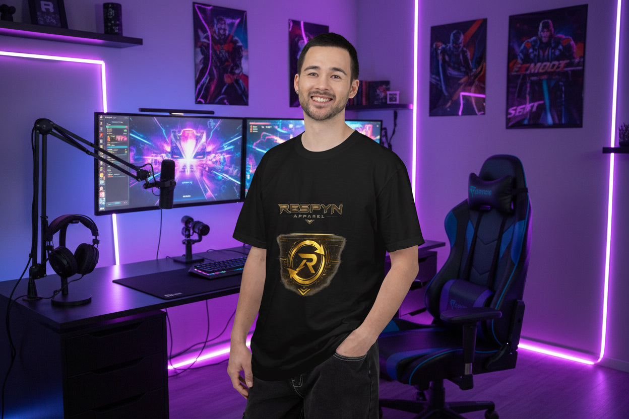 Respyn Apparel Logo T-Shirt — Gold Emblem Graphic Tee