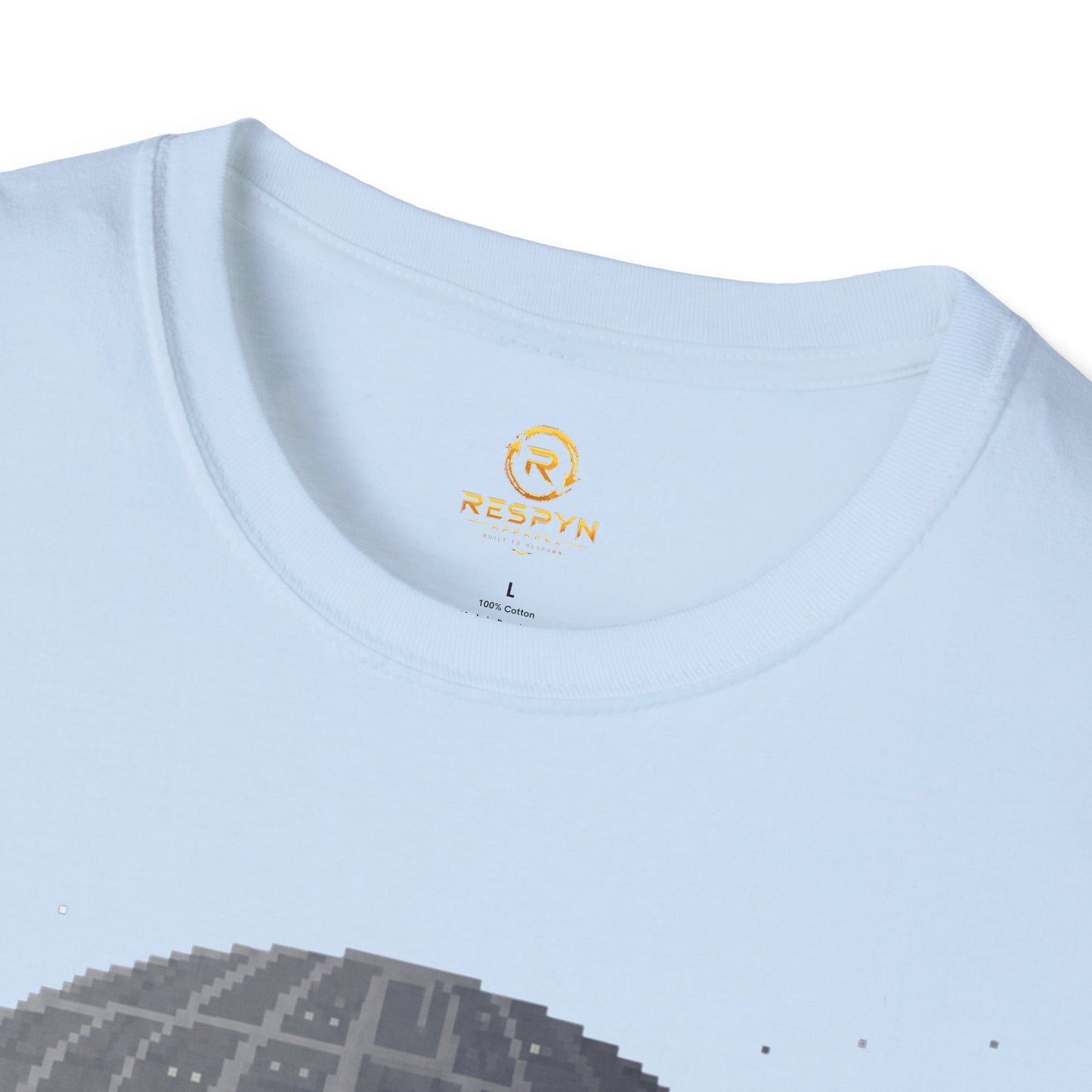 Retro Pixel Space Station T-Shirt – Sci-Fi Gaming Style Tee, Galactic Pixel Art Shirt, Minimalist Space Graphic Tee