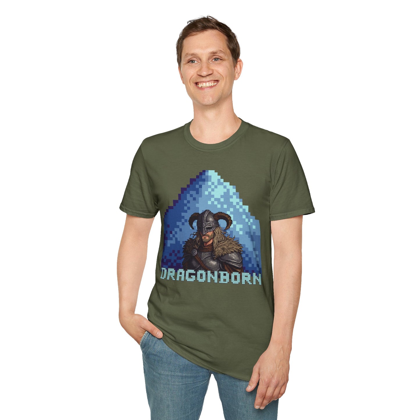 Dragonborn Pixel Shirt – Skyrim Inspired Tee | Retro RPG Gaming T-Shirt | Nordic Warrior Graphic Tee | Gift for Gamers