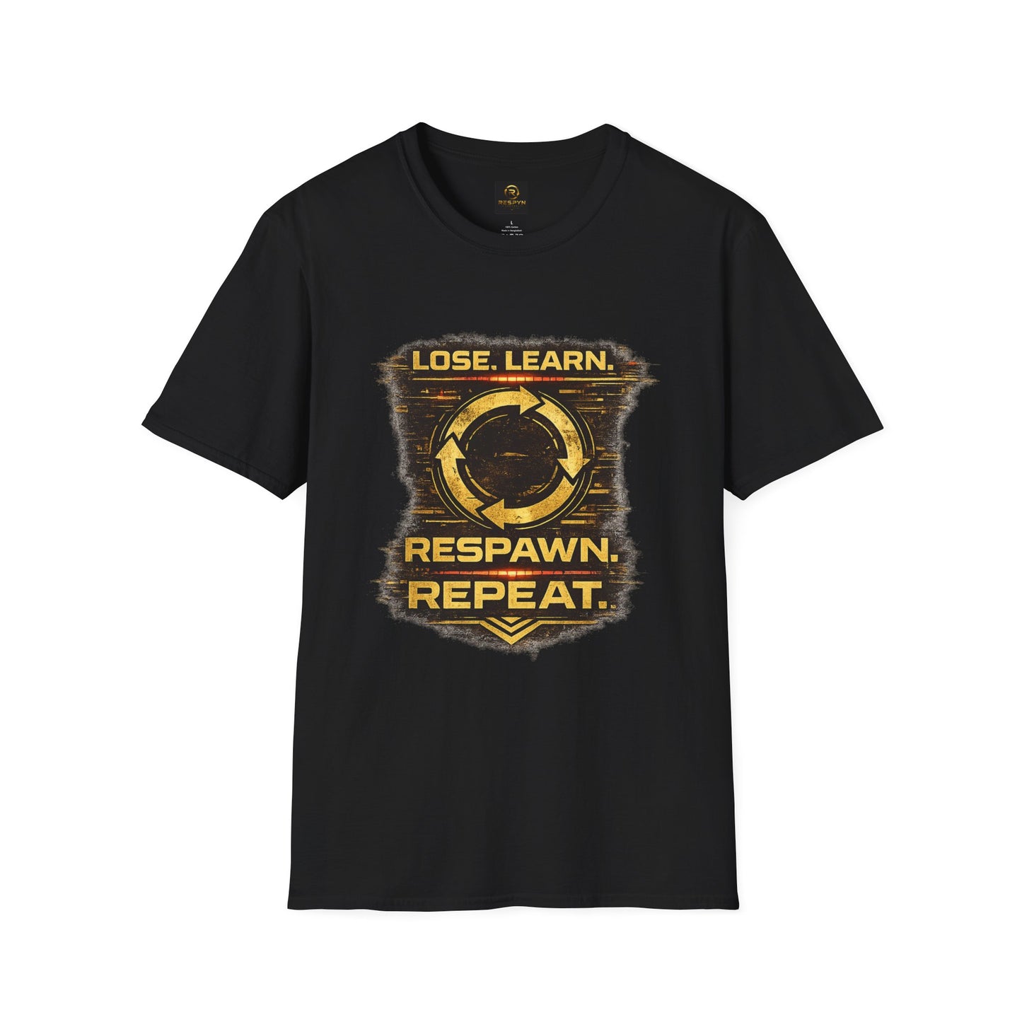 Gaming T-Shirt — "Lose. Learn. Respawn. Repeat." Motivational Gamer Tee