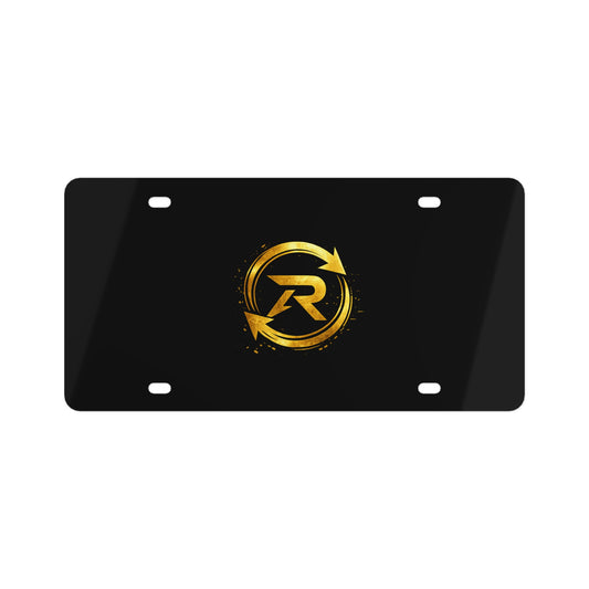 Gold Arrow R Emblem License Plate - Decorative Front Tag for Cars & Trucks