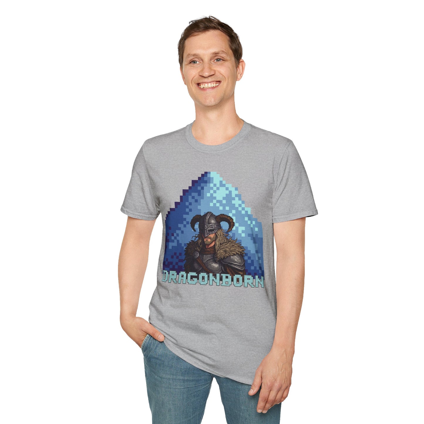 Dragonborn Pixel Shirt – Skyrim Inspired Tee | Retro RPG Gaming T-Shirt | Nordic Warrior Graphic Tee | Gift for Gamers