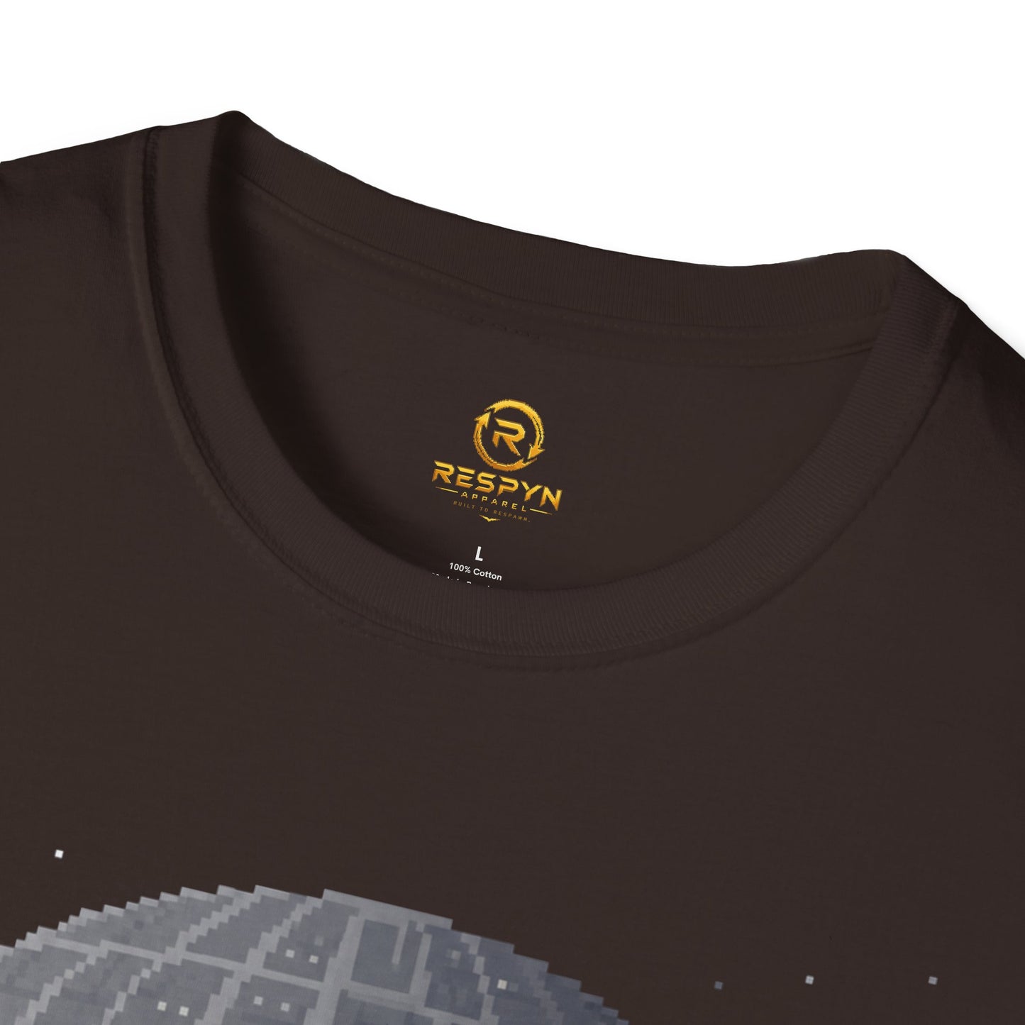 Retro Pixel Space Station T-Shirt – Sci-Fi Gaming Style Tee, Galactic Pixel Art Shirt, Minimalist Space Graphic Tee