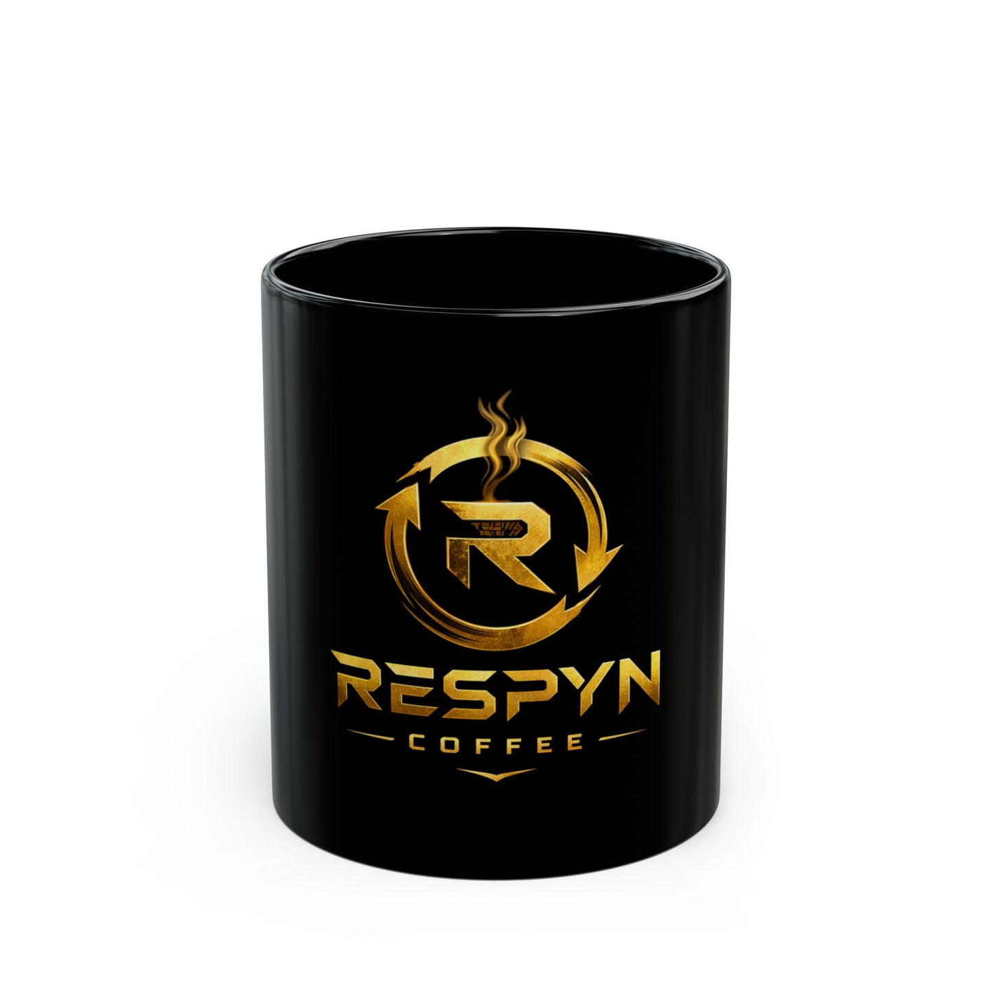 Respyn Coffee Black Label Mug – Gold Emblem Coffee Cup (11oz & 15oz)
